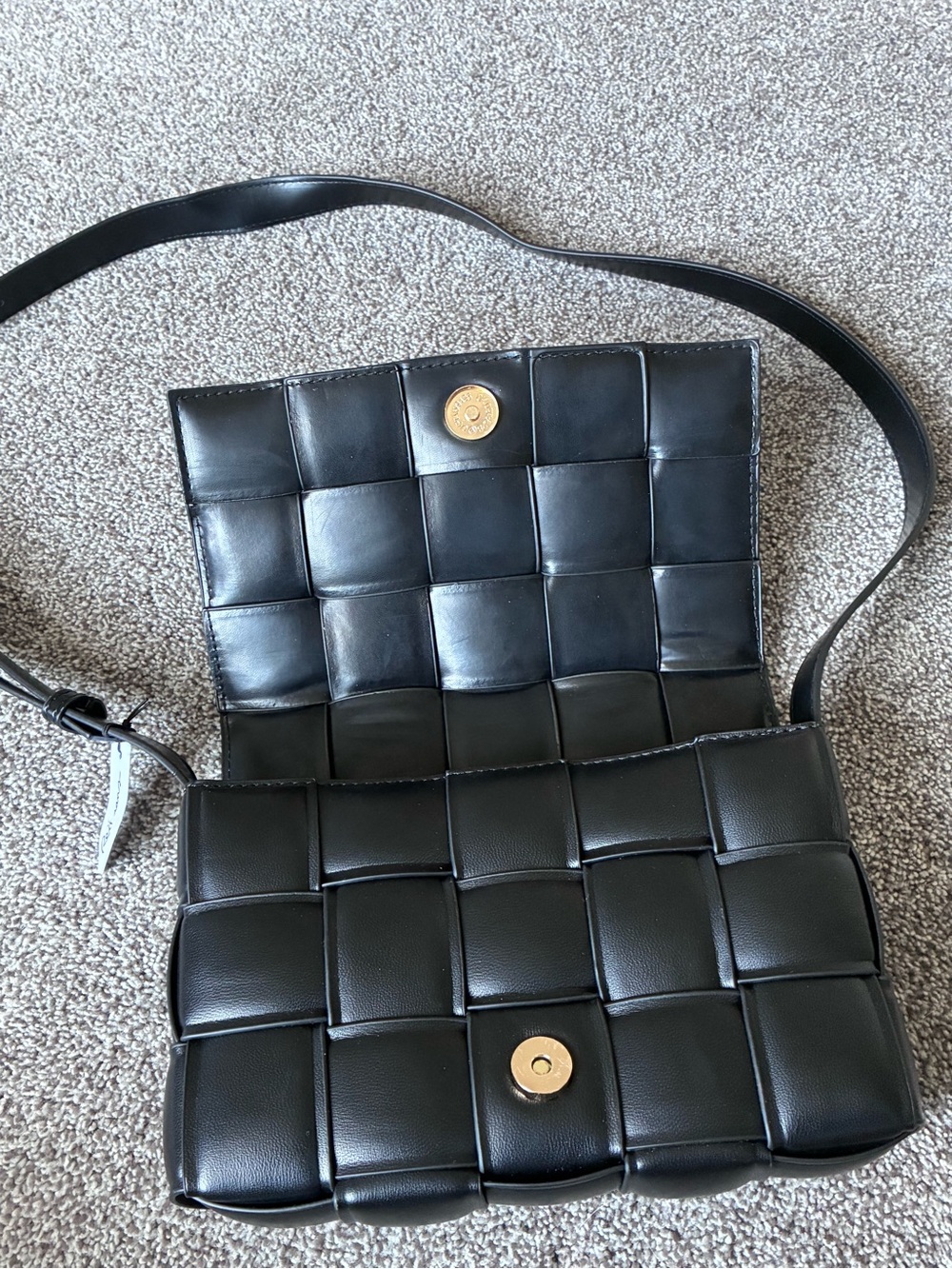 Reitmans Black Woven Faux Leather Shoulder Crossbody Bag
